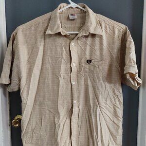 Phat Farm Men's 3XL Short Sleeve Button Up Shirt Beige White Plaid Hip Hop Y2K